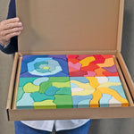 Rotes Set des Grimm’s Temperamente-Baukastens: Kantige, dynamische Bausteine für ausdrucksstarkes Bauen