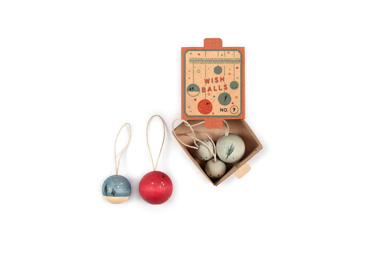 Grapat No. 7 Wish Balls: Set aus 5 handbemalten Holzkugeln mit Faden
