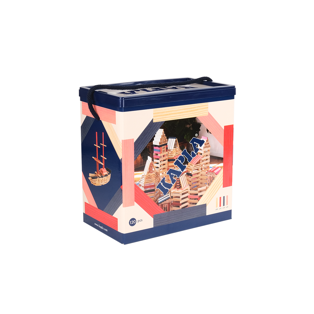 KAPLA® 120er Box blau, rosa, rot : 120 Plättchen