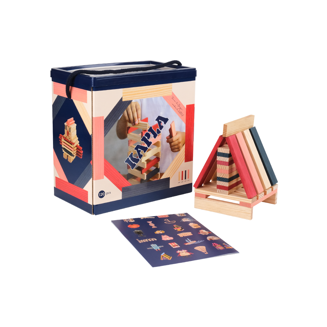 KAPLA® 120er Box blau, rosa, rot : 120 Plättchen