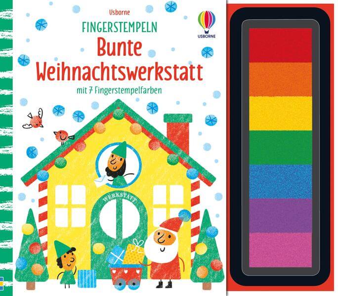 Fingerstempeln: Bunte Weihnachtswerkstatt mit 7 Stempelfarben – es darf direkt ins Buch gest Fiona Watt 9781035703906 Usb...