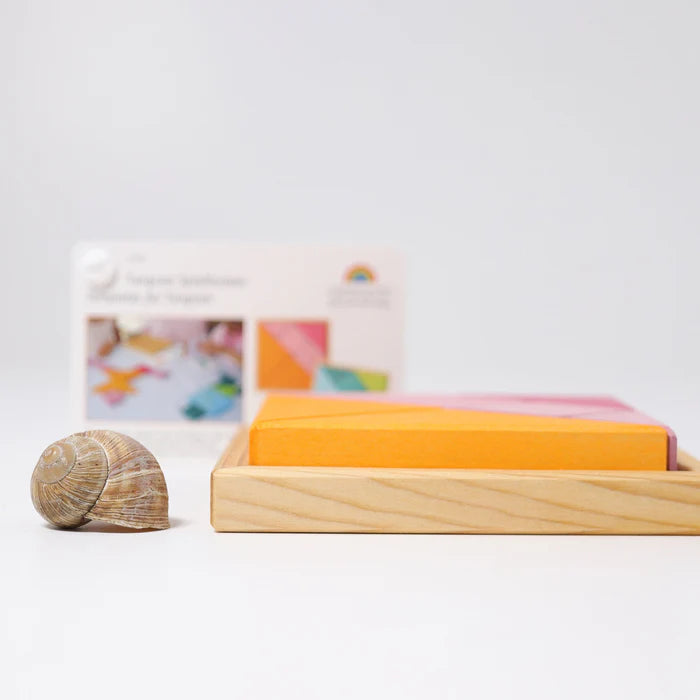 Grimm’s Tangram in Rosa und Orange: Kreatives Holz-Legespiel mit 7 geometrischen Bausteinen