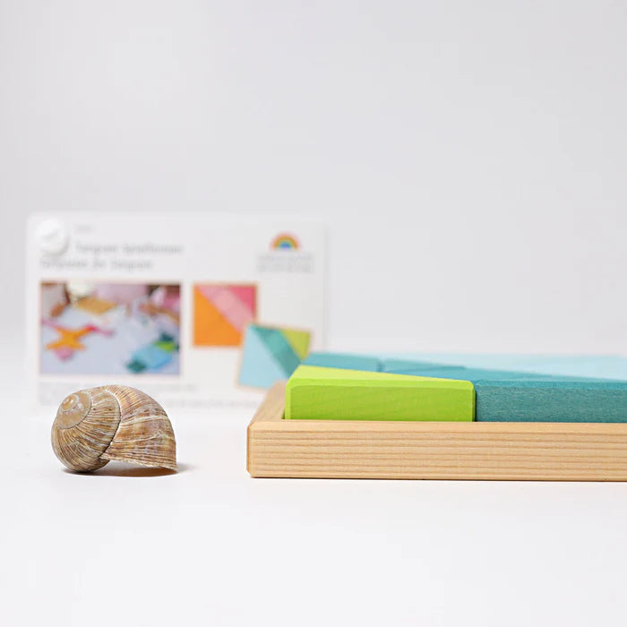 Grimm’s Tangram in Türkis - geometrisches Holzpuzzle mit 7 Teilen für kreatives Lege- und Denkspiel