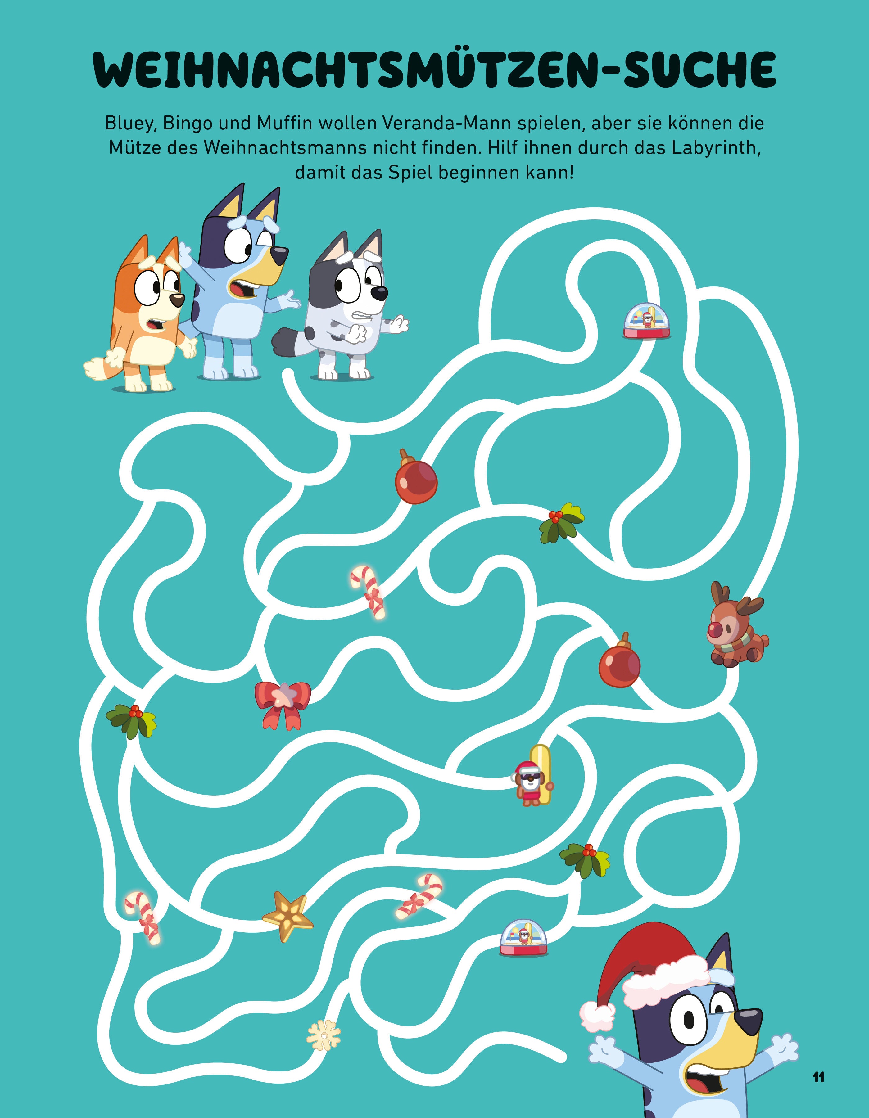 Penguin Junior 978-3-570-18198-0 BLUEY – Hurra, es ist Weihnachten! - Rätsel- und Stickerbuch Mit über 100 Stickern (4)