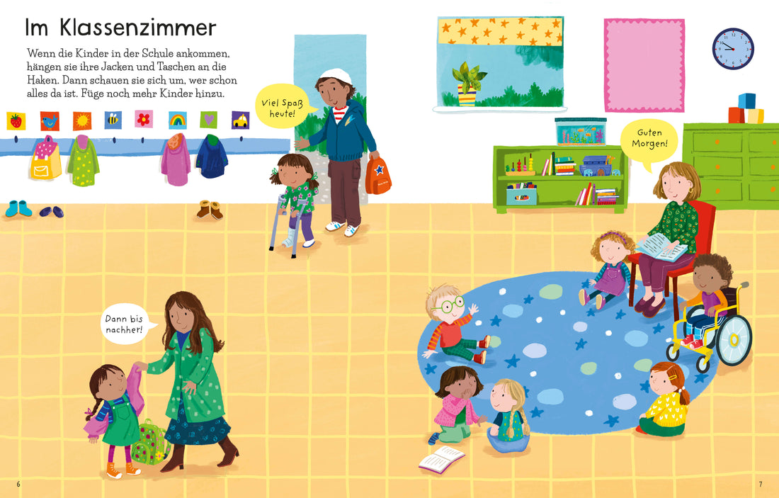 Usborne im dtv 978-1-03-570123-0 Mein erstes Stickerbuch: Ein Tag in der Schule (2)