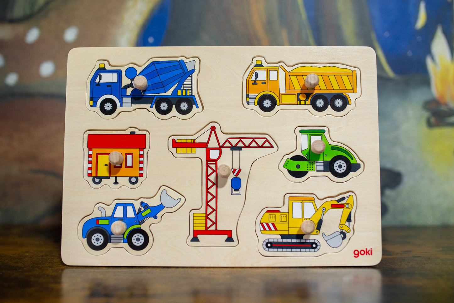 Goki: Steckpuzzle Baufahrzeuge