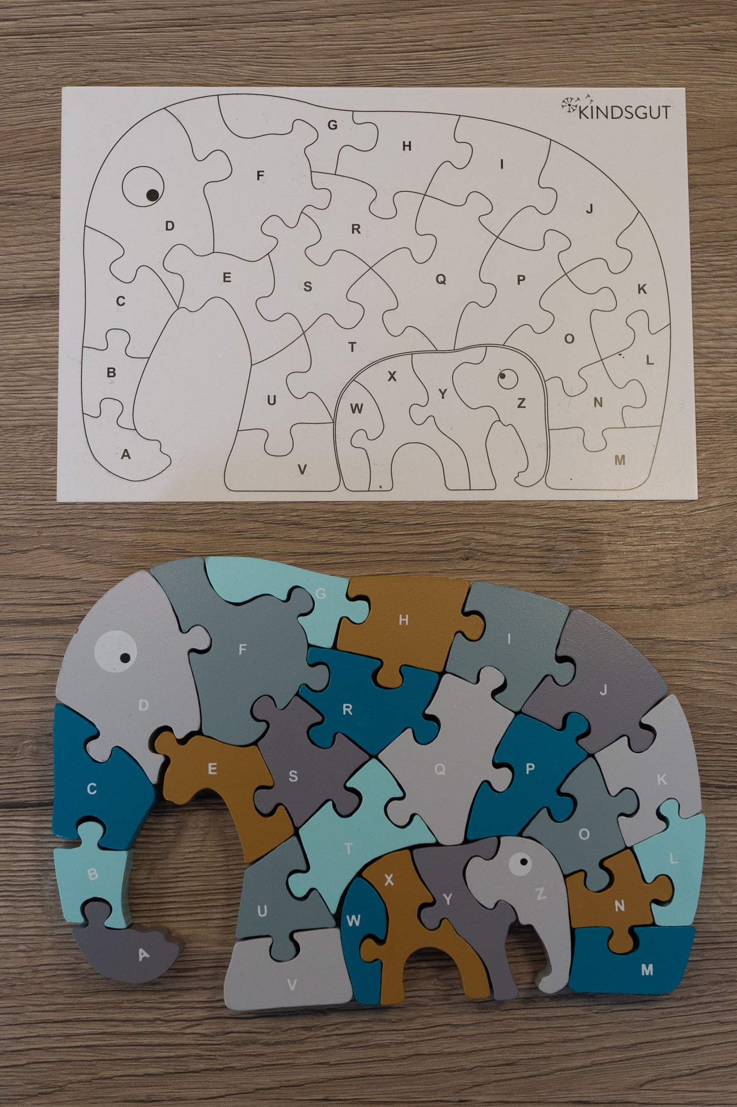 Elefanten - Puzzle Alphabet/Zahlen