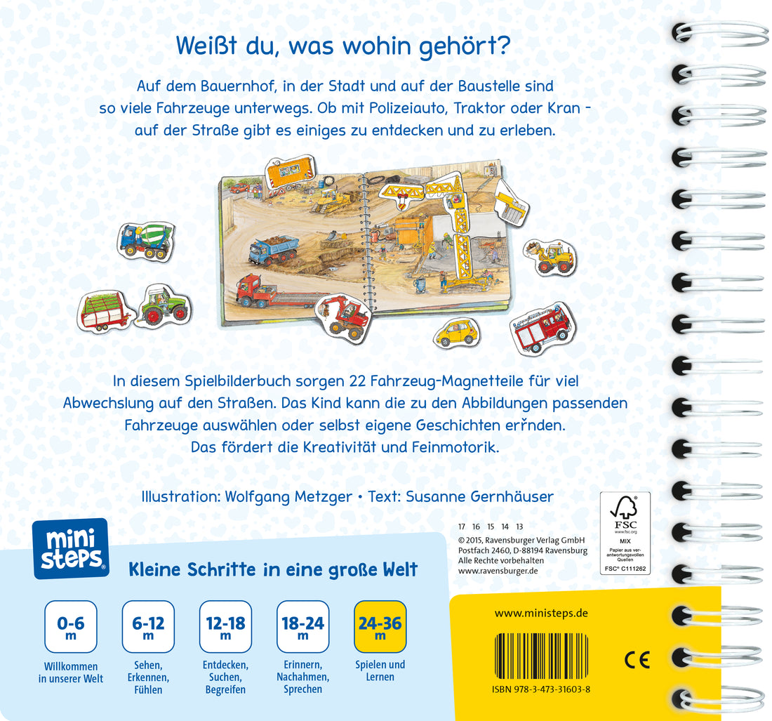 ministeps: Wer fährt wohin? Mein großes Spielbuch mit 22 Magnetteilen. Ab 24 Monaten