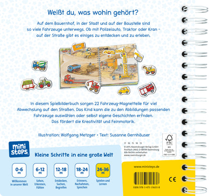 ministeps: Wer fährt wohin? Mein großes Spielbuch mit 22 Magneten: Magnetbuch ab 2 Jahren, Kinderbuc