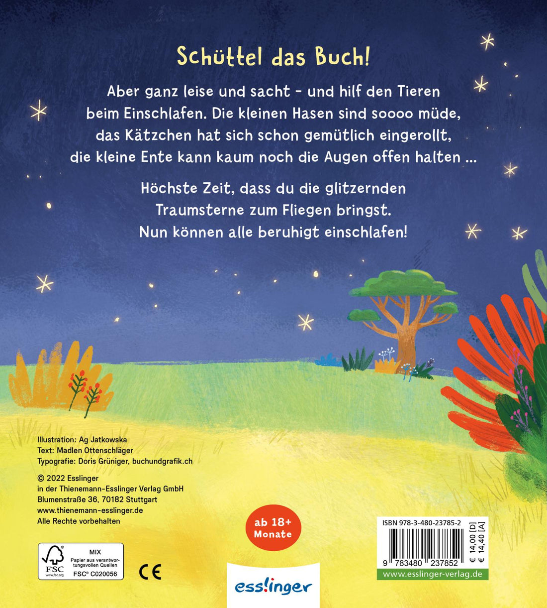 Schüttel-Pappe: Schüttel leise, schüttel sacht, sag den Tieren Gute Nacht!
