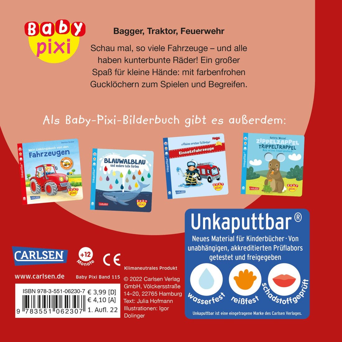 Baby Pixi (unkaputtbar) 115: Bagger, Traktor, Feuerwehr: Mein erstes Gucklochbuch