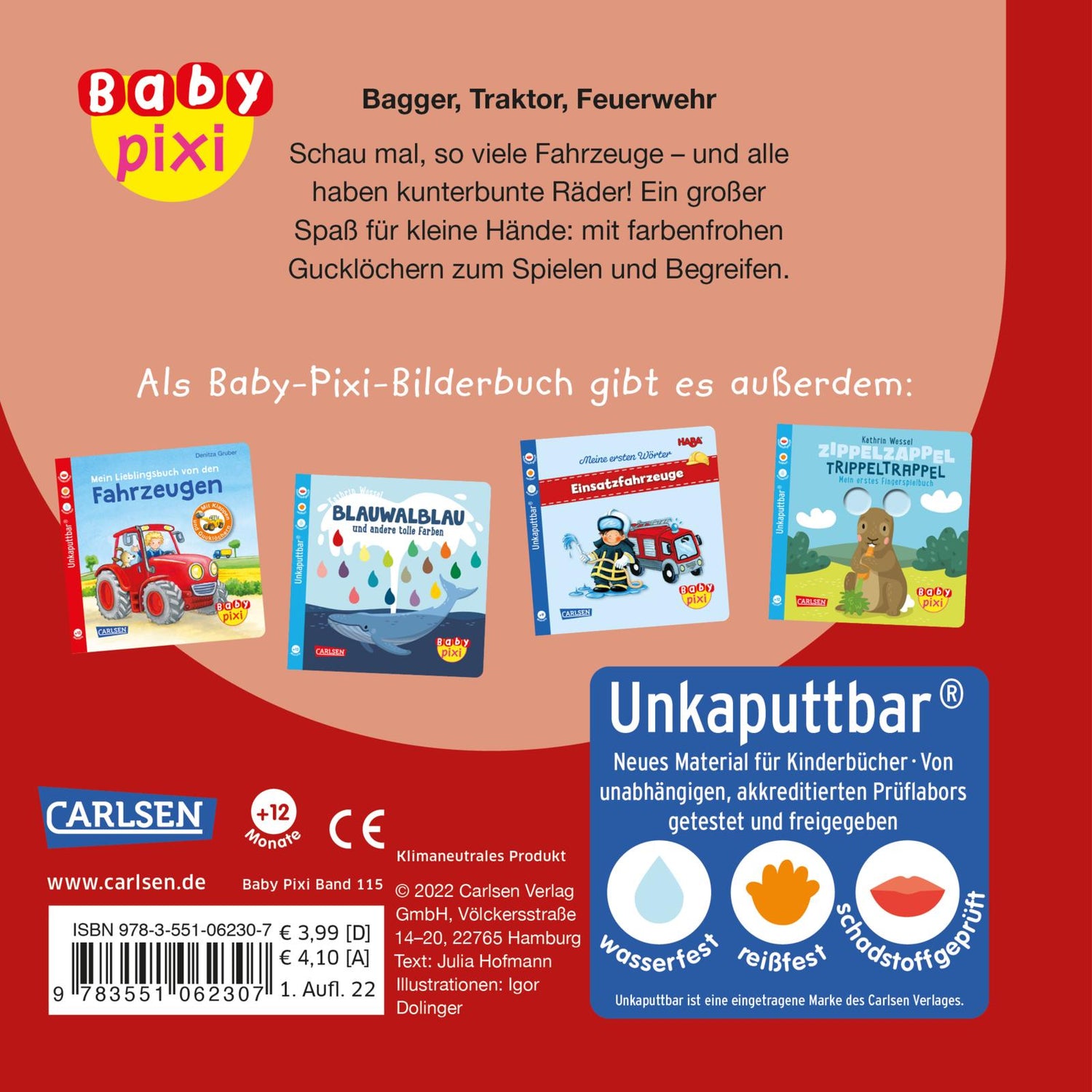 Baby Pixi (unkaputtbar) 115: Bagger, Traktor, Feuerwehr: Mein erstes Gucklochbuch