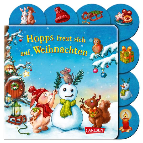 Hopps freut sich auf Weihnachten: Buntes Registerbuch ab 18 Monaten
