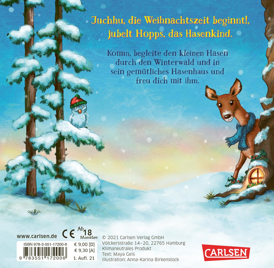 Hopps freut sich auf Weihnachten: Buntes Registerbuch ab 18 Monaten