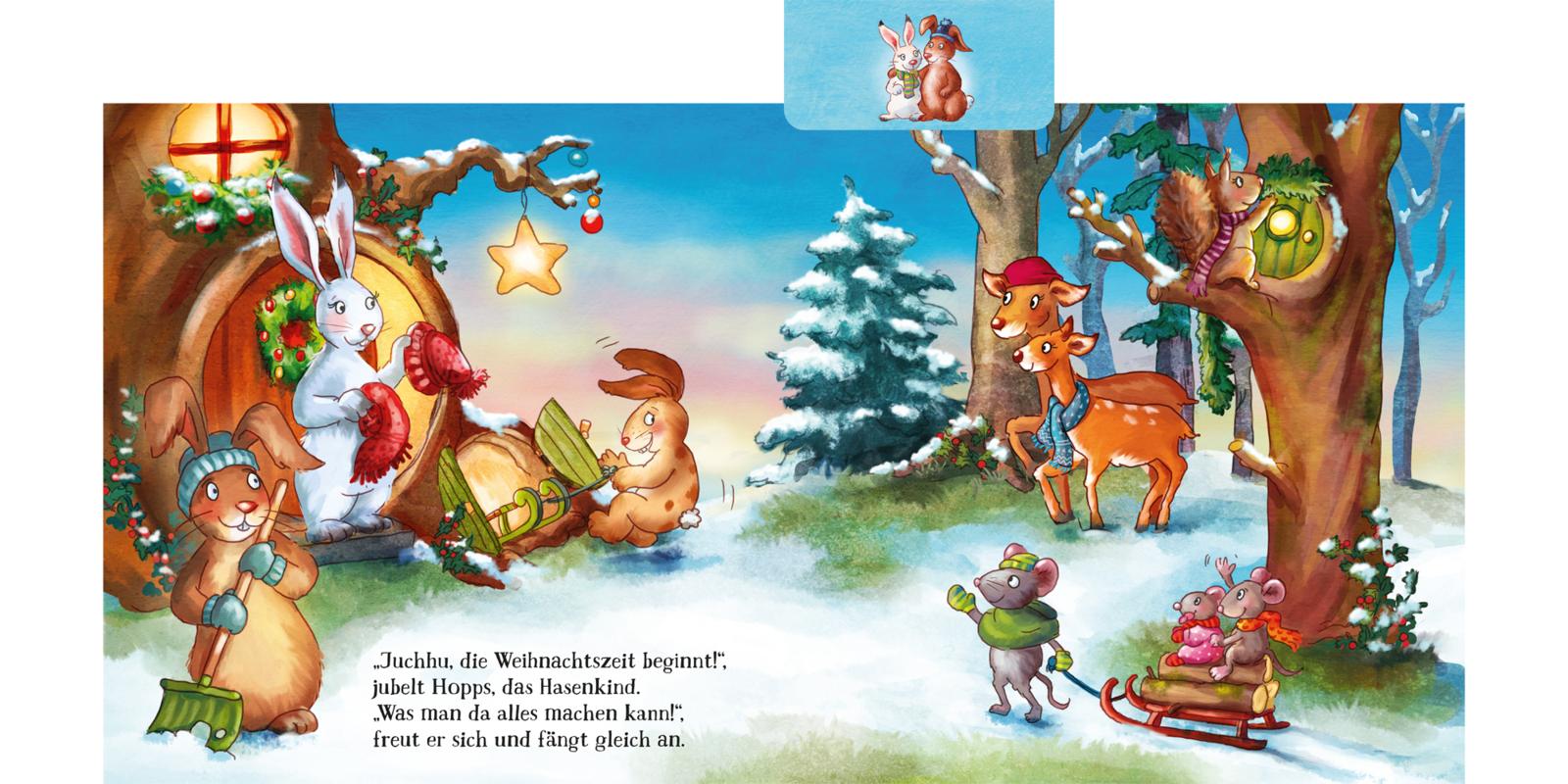 Hopps freut sich auf Weihnachten: Buntes Registerbuch ab 18 Monaten