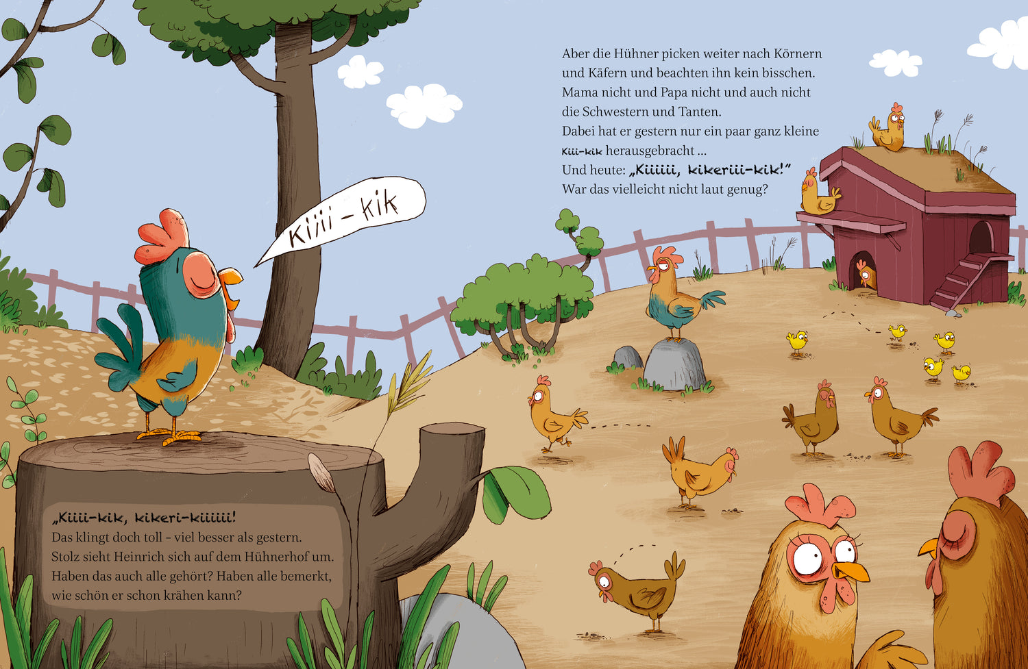 Heinrich will brüten! Lustiges Bilderbuch über einen kleinen Hahn, der seine eigenen Kopf hat