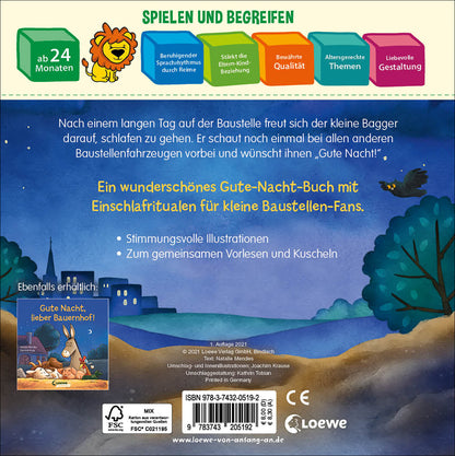 Gute Nacht, kleiner Bagger! Gute-Nacht-Geschichte zum besseren Einschlafen für Kinder ab 2 Jahre