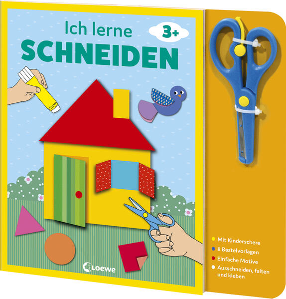 Ich lerne schneiden (Haus): Bastelbuch mit kindersicherer Schere für Kinder ab 3 Jahren