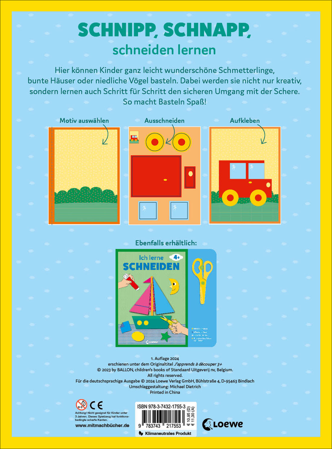 Ich lerne schneiden (Haus): Bastelbuch mit kindersicherer Schere für Kinder ab 3 Jahren