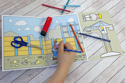 Wir basteln! - Malen, Ausschneiden, Kleben - Baustelle: Beschäftigung für Kinder ab 3 Jahre