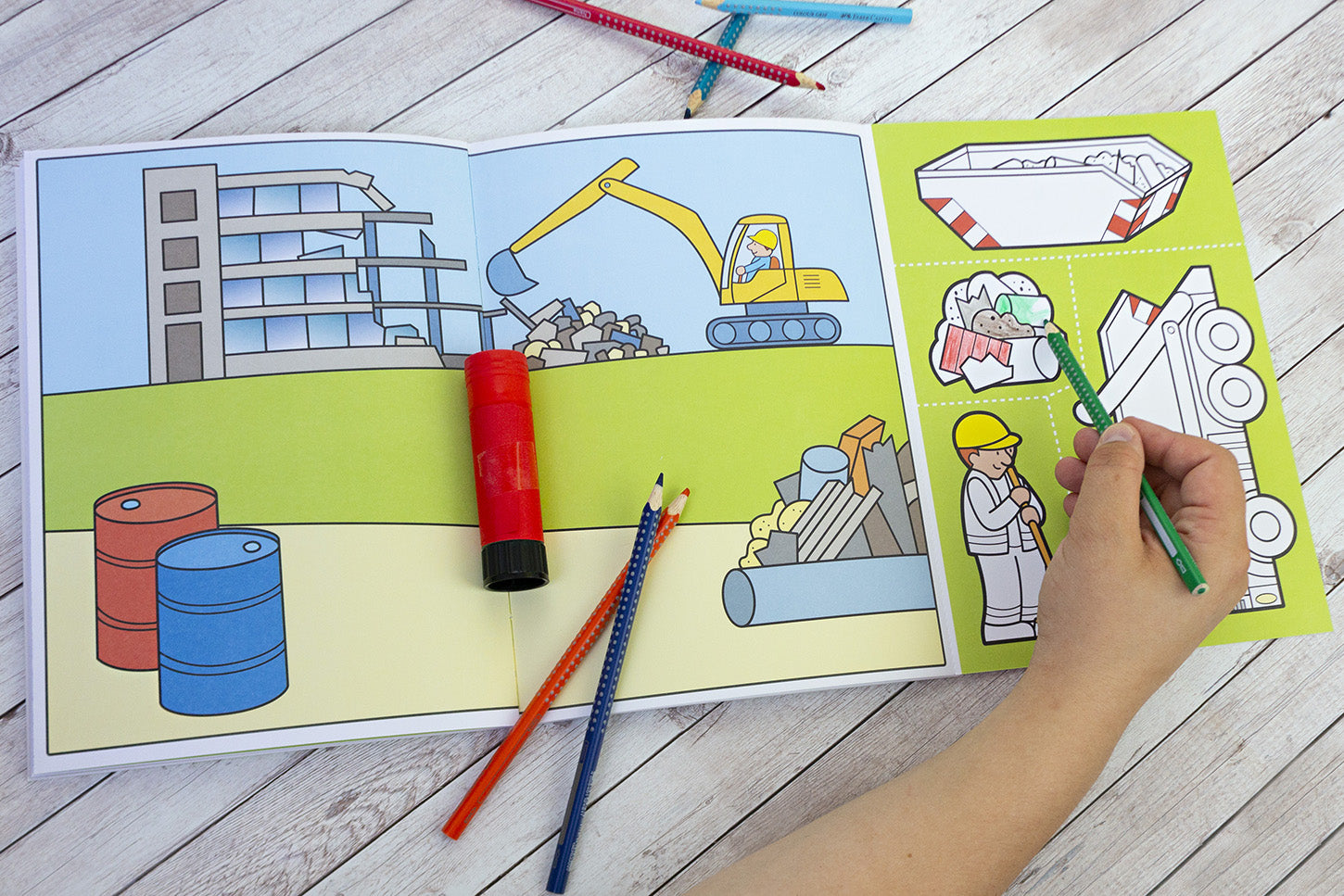 Wir basteln! - Malen, Ausschneiden, Kleben - Baustelle: Beschäftigung für Kinder ab 3 Jahre