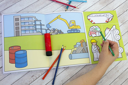Wir basteln! - Malen, Ausschneiden, Kleben - Baustelle: Beschäftigung für Kinder ab 3 Jahre