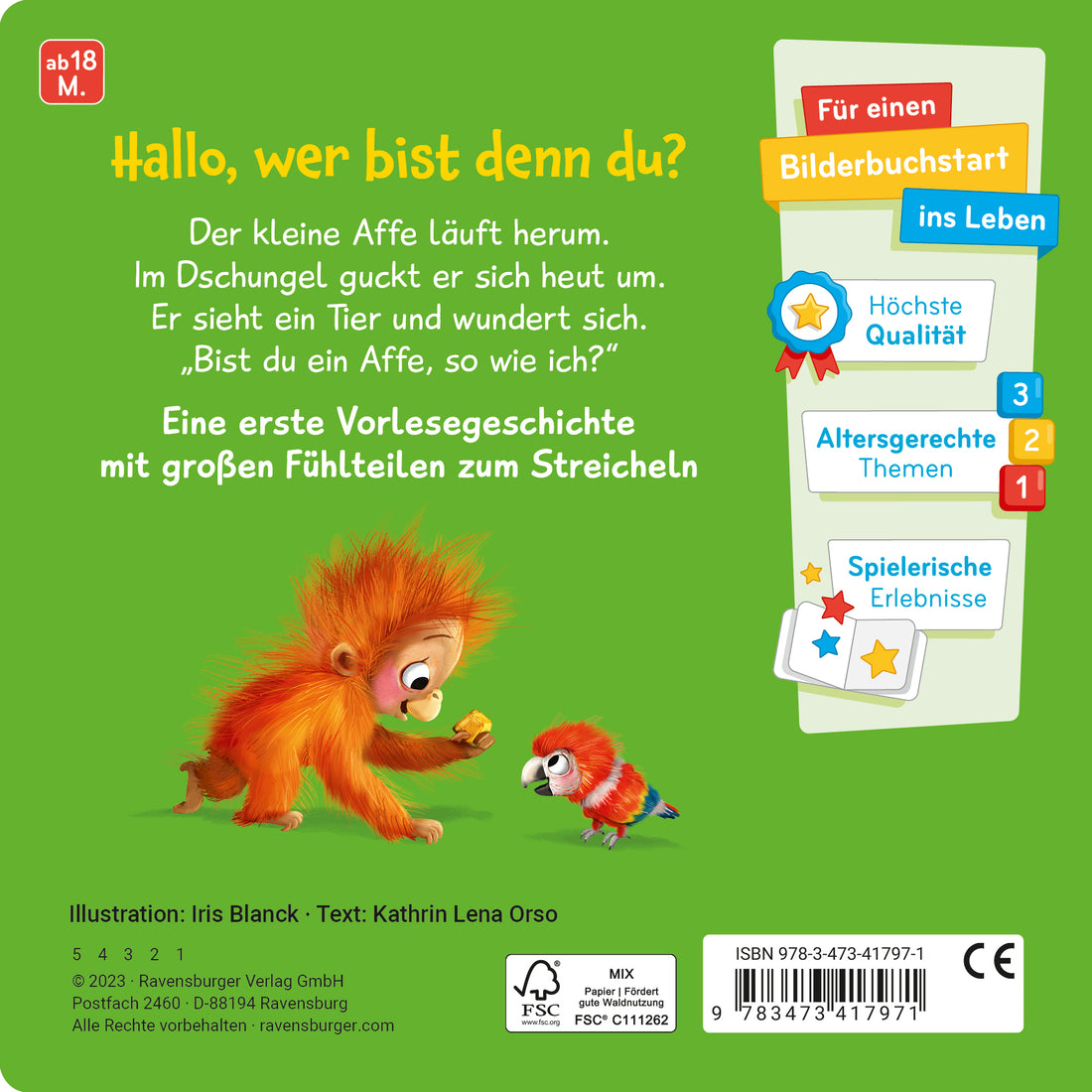 Mein erstes Vorlese-Fühlbuch - Bist du ein Affe?