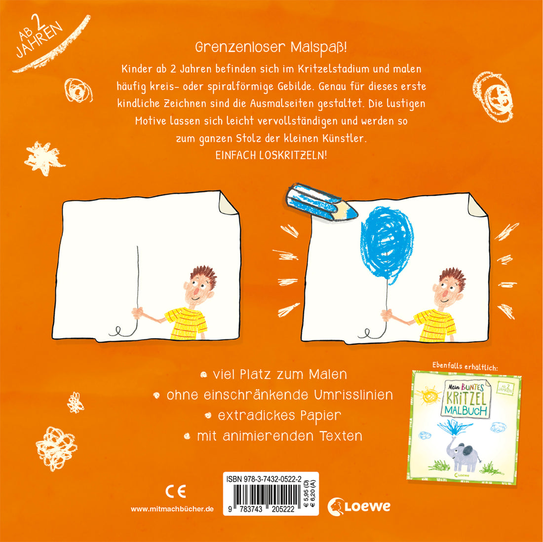 Mein buntes Kritzel-Malbuch (Rakete): Kritzelbuch mit farbigen Motiven für Kinder ab 2 Jahre