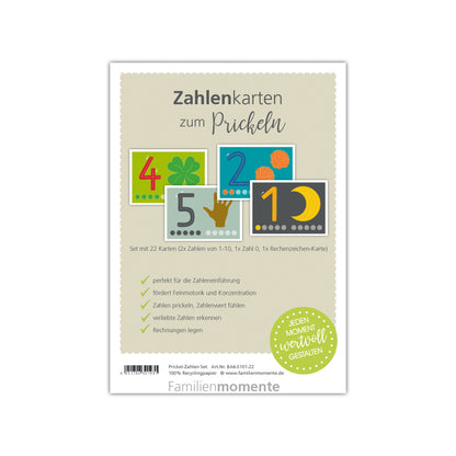 Prickel-Zahlen Set (22 Karten)