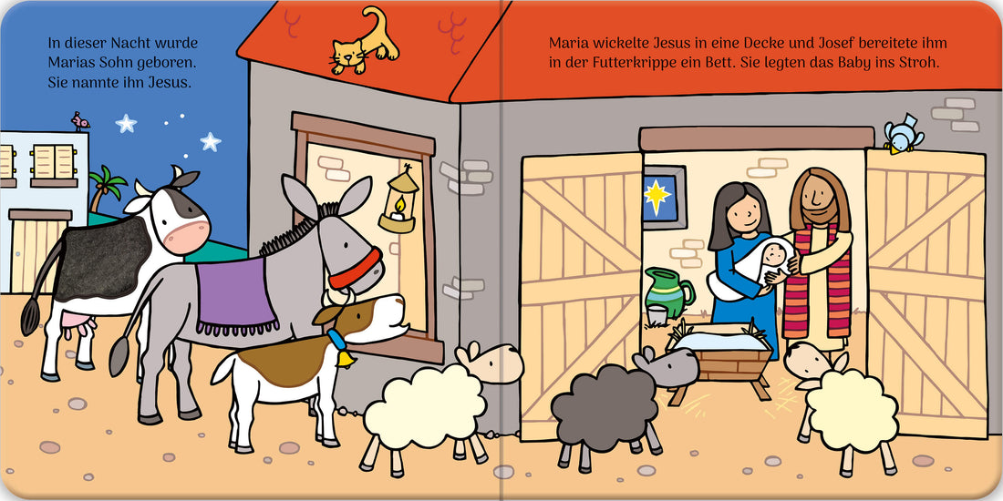  Babys liebstes Fühlbuch: Die Weihnachtsgeschichte interaktives Weihnachtsbuch mit Fühlelementen und  Fiona Watt 978103570...