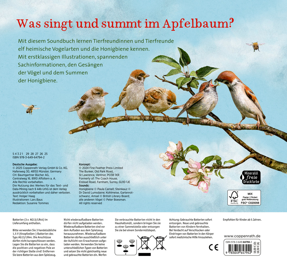 Coppenrath Verlag GmbH &amp; Co. KG 9783649647942 Was singt und summt im Apfelbaum? Mit 12 echten Tierstimmen (2)