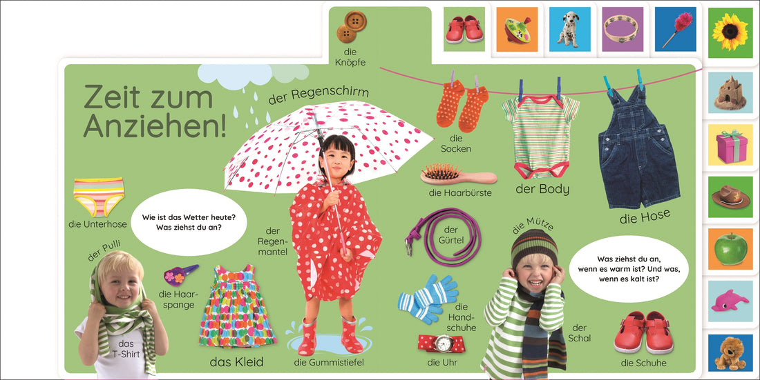  Erstes Lernen. Mein Tag Pappbilderbuch mit Griff-Register und über 200 Fot 9783831050802 DK Verlag Dorling Kindersley Gmb...