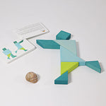 Grimm’s Tangram Türkis - Holzspiel mit Legevorlagen zur Förderung von räumlichem Denken und Vorstellungskraft
