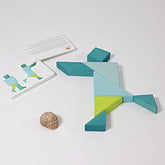 Grimm’s Tangram Türkis - Holzspiel mit Legevorlagen zur Förderung von räumlichem Denken und Vorstellungskraft
