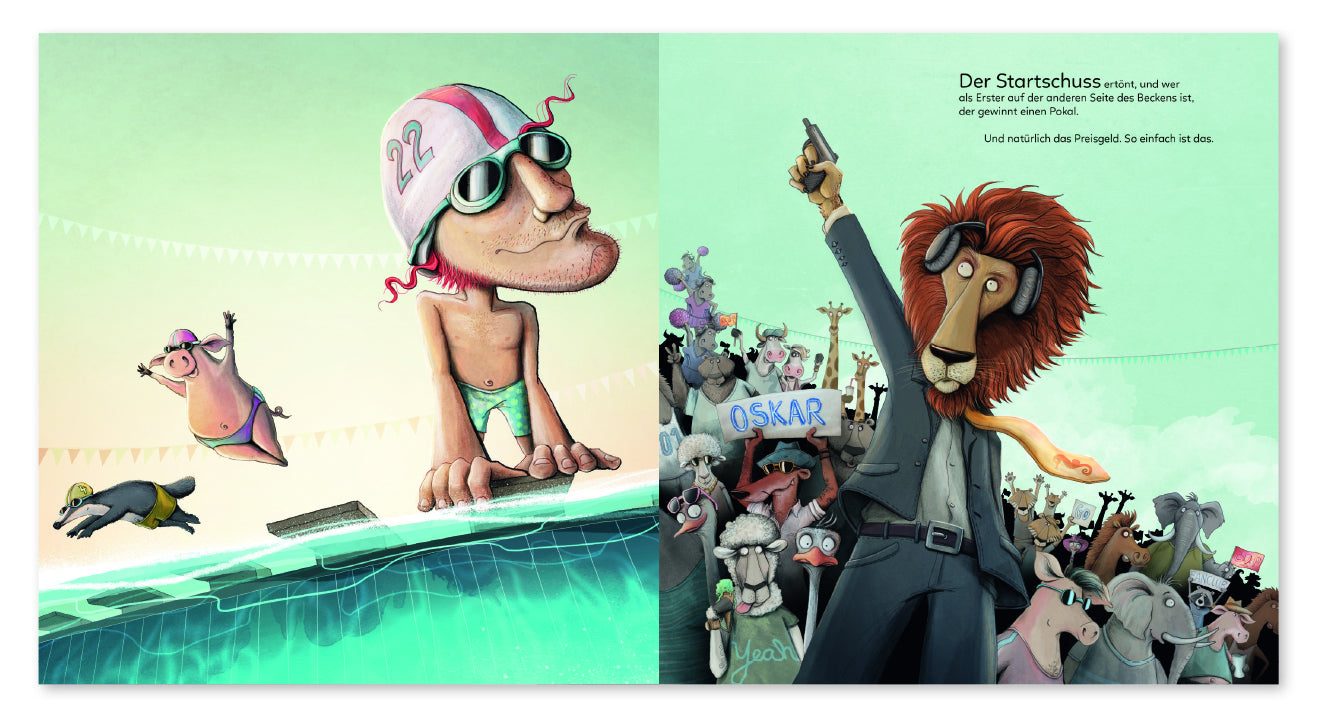 Klein und Groß Verlag 9783946360216 Oskar schwimmt Ein Bilderbuch darüber, was im Leben wirklich wich (3)