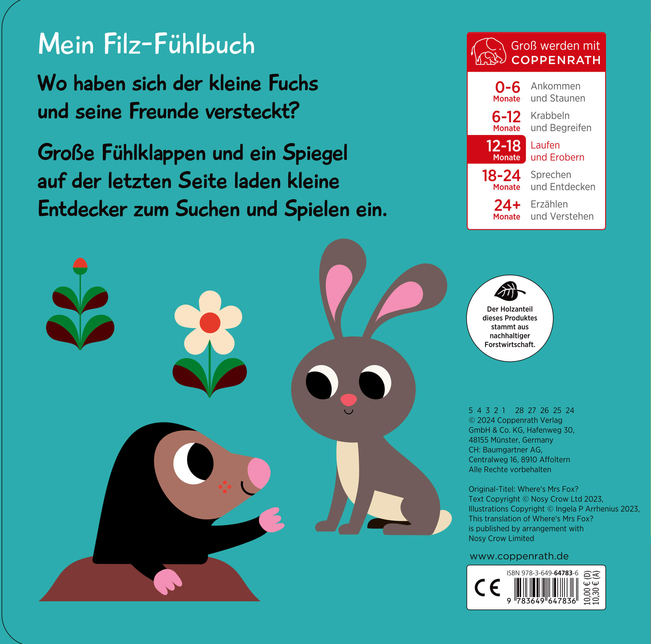  Mein Filz-Fühlbuch: Kuckuck, kleiner Fuchs! 9783649647836 Coppenrath Verlag GmbH &amp; Co. KG (2)