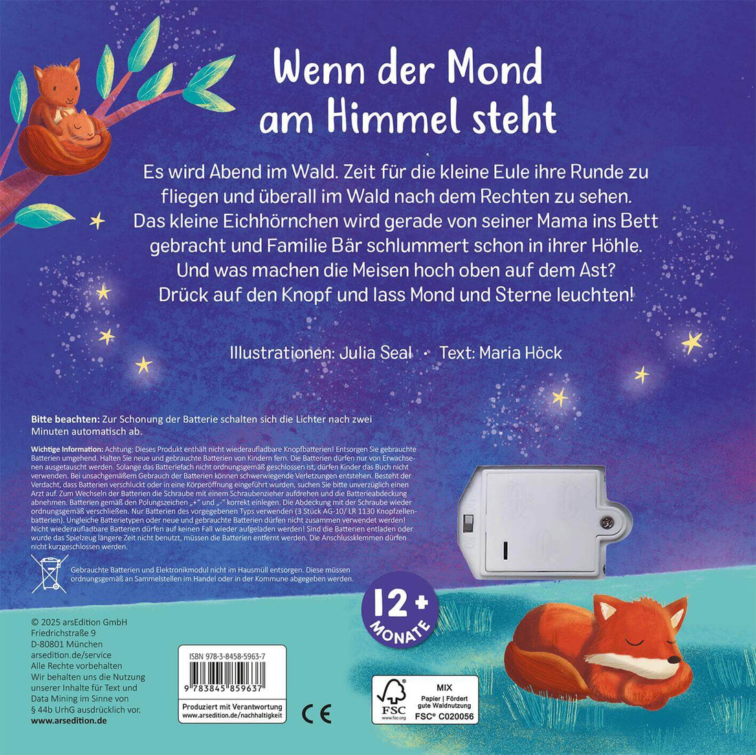  Mein Schlummer-Licht-Buch: Gute Nacht, Wald mit LED-Lichtern Maria Höck 9783845859637 ArsEdition GmbH (2)