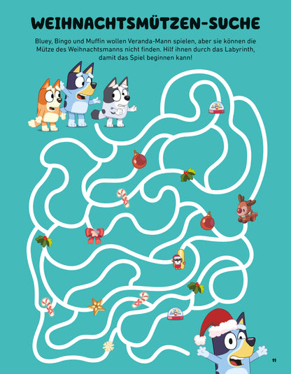 Penguin Junior 978-3-570-18198-0 BLUEY – Hurra, es ist Weihnachten! - Rätsel- und Stickerbuch Mit über 100 Stickern (4)