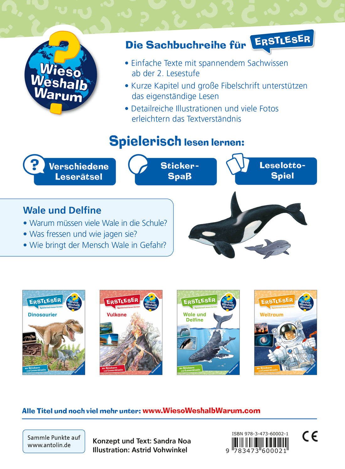 Ravensburger Verlag  978-3-473-60002-1 Wieso? Weshalb? Warum? Erstleser, Band 3: Wale und Delfine (2)