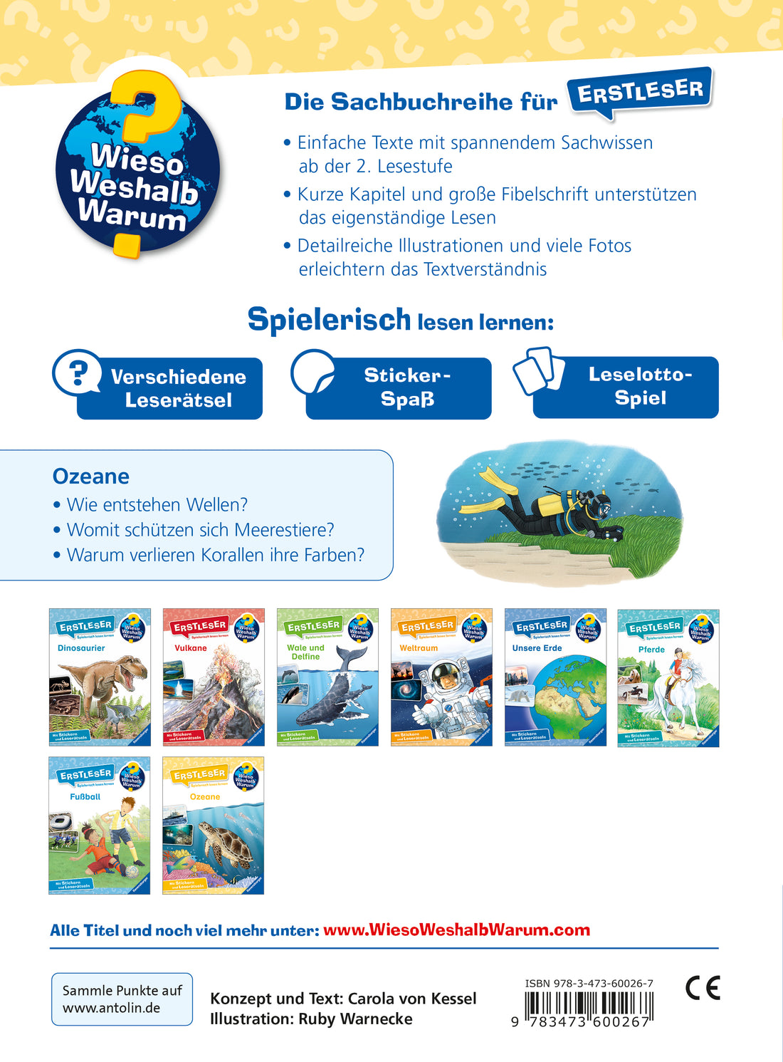 Ravensburger Verlag  978-3-473-60026-7 Wieso? Weshalb? Warum? Erstleser, Band 8: Ozeane (2)