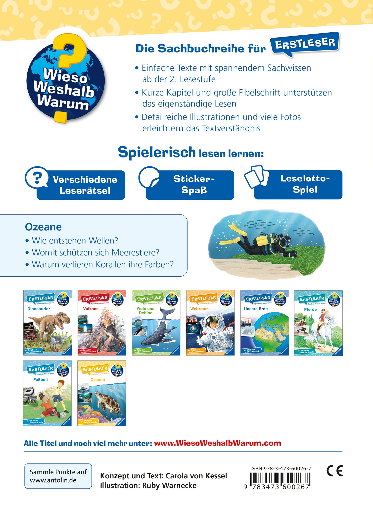 Ravensburger Verlag  978-3-473-60026-7 Wieso? Weshalb? Warum? Erstleser, Band 8: Ozeane (2)
