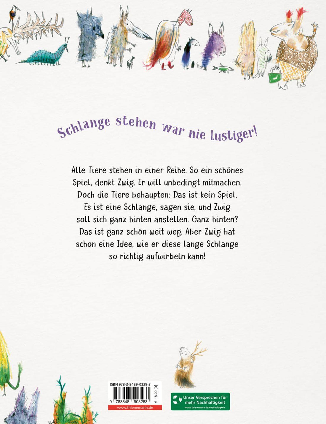  Schlange stehen Witziges Bilderbuchabenteuer mit großartigen Tiere Per Dybvig 9783848903283 Aladin in Thienemann-Esslinge...