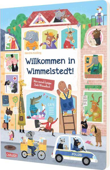  Willkommen in Wimmelstedt! Mein tierisch lustiges Stadt-Wimmelbuch Sandra Kissling 9783551173447 Carlsen Verlag GmbH (1)