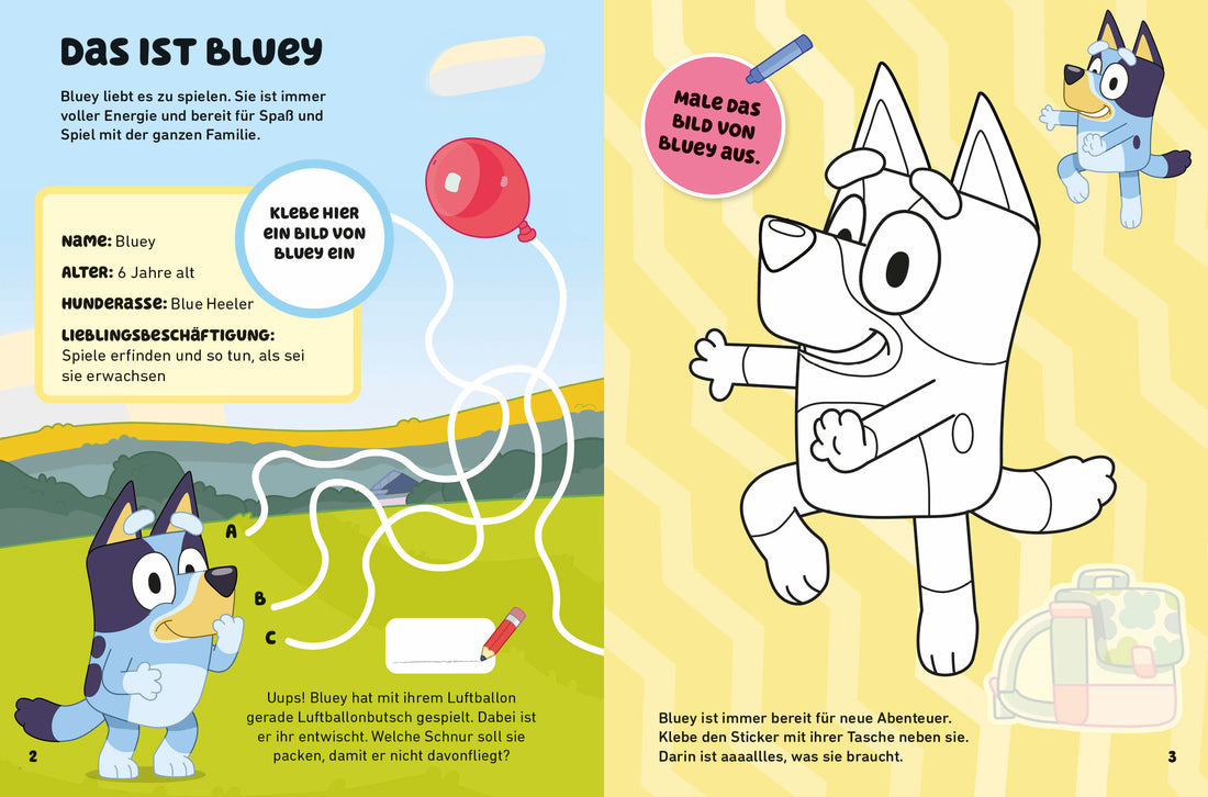 cbj 978-3-570-18192-8 Hallo BLUEY! - Ein lustiges Rätsel- und Stickerbuch Mit über 40 bunten Stickern (2)